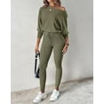 thumbnail image 2 of ZEFORTEX 2 Piece Lounge Outfit 2025 Long Sleeve Knit Pullover Tops Drawstring Pants Set Tracksuit Sweatsuit, 2 of 8