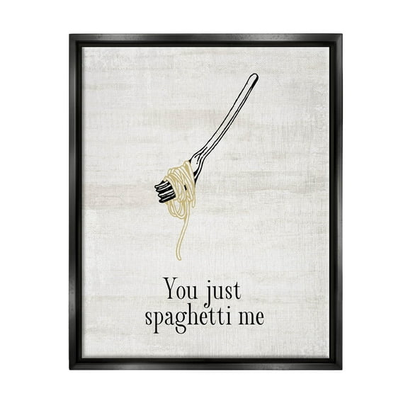 Stupell Industries You Just Spaghetti Me Phrase Graphic Art Jet Black Floating Framed Canvas Print Wall Art, Design by Lil' Rue