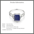 thumbnail image 5 of Gem Stone King 2.08 Ct Emerald Cut Blue Lapis E-F Lab Grown Diamond 925 Sterling Silver Ring (Size 7), 5 of 5