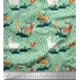 thumbnail image 1 of Soimoi Silk Fabric Rabbit,Sheep & Deer Kids Printed Craft Fabric by The Yard 42 Inch Wide, 1 of 1