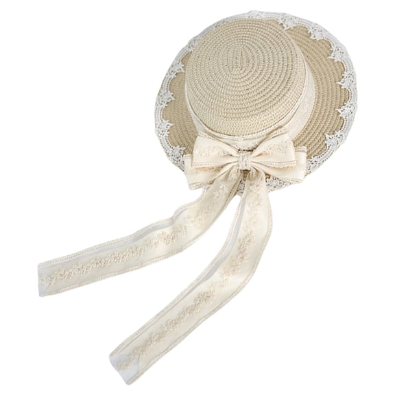 COMEET Soft Girl Straws Hat, Soft Girl Straw Hat Lolitas Bowknot Sun Hat Beach Vacation Hat Travel Essential Hat for Travel and Outdoor Activity
