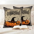 thumbnail image 3 of Happy Halloween Outdoor Waterproof Pillow Covers, Spooky Pumpkins Horror Bat Brown Decorative Square Throw Pillowcase Sofa Cushion Sham for Patio/Couch/Chair, 20"x20" 2 Pack, 3 of 8