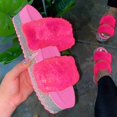 thumbnail image 4 of Anuirheih Plush Slippers Women, Open Toe Casual Thick Sandals Slip On Shoes Soft Home Sandals Indoor Outdoor(Red), 4 of 6