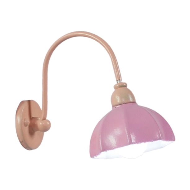 Apliques de pared en miniatura para casa de muñecas a escala 1/12, lámpara de pared LED, accesorio para casa de muñecas Rosa