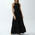 thumbnail image 1 of Gspmoly Robes pour Femmes, Mode Femme Été Floral Col Rond Patchwork Sans Manches avec Poche Taille Robes Robes de Soirée pour Femmes jusqu'à 65 % de Rabais, 1 of 9