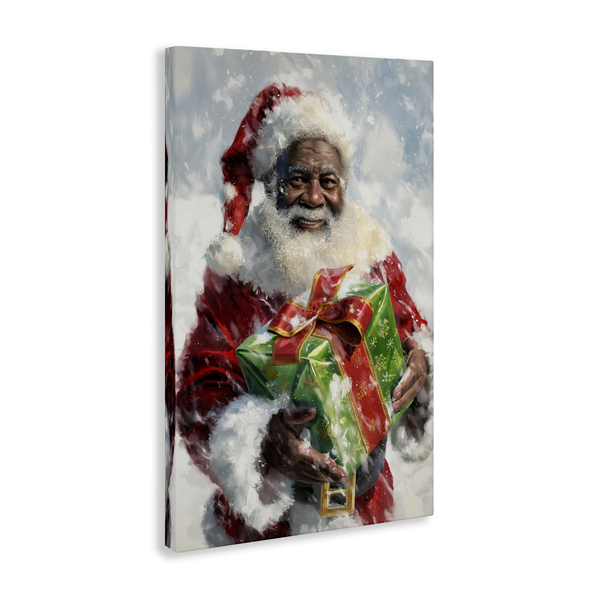 Stupell Industries Santa Claus & Gift Holiday Painting Gallery Wrapped Canvas Art Print Wall Art, 30 x 45
