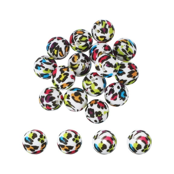 Uxcell 15 Pcs Silicone Beads 0.6'' Round Camouflage Beads for Beaded Keychain Making DIY Crafts Bracelets Camo Pink