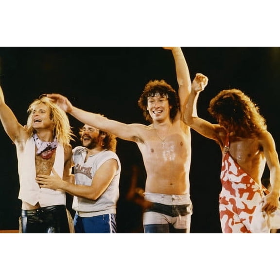 Van Halen Eddie Bare Chested David Lee Roth On Stage Concert 24x36 Poster