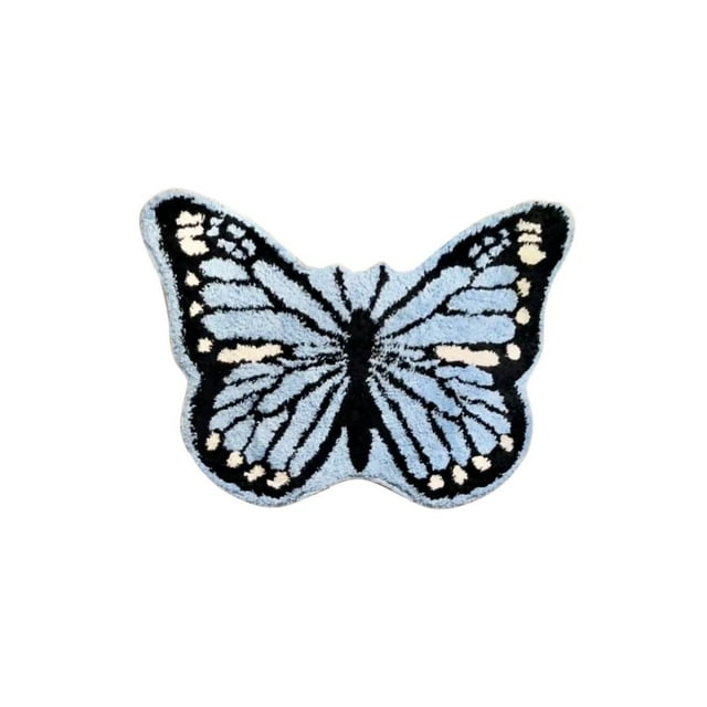 Feltree Butterfly Shape Plush Bathroom Rug, Thick Acrylic Floor Mat with Non-Slip Backing, Super Absorbent Decor Mat for Bedroom/Living Room