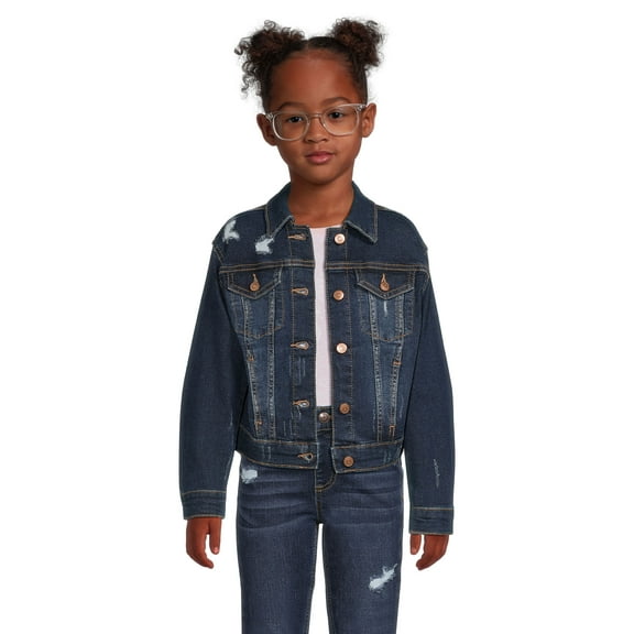 Wonder Nation Girls Destructed Denim Jacket, Sizes 4-18 & Plus