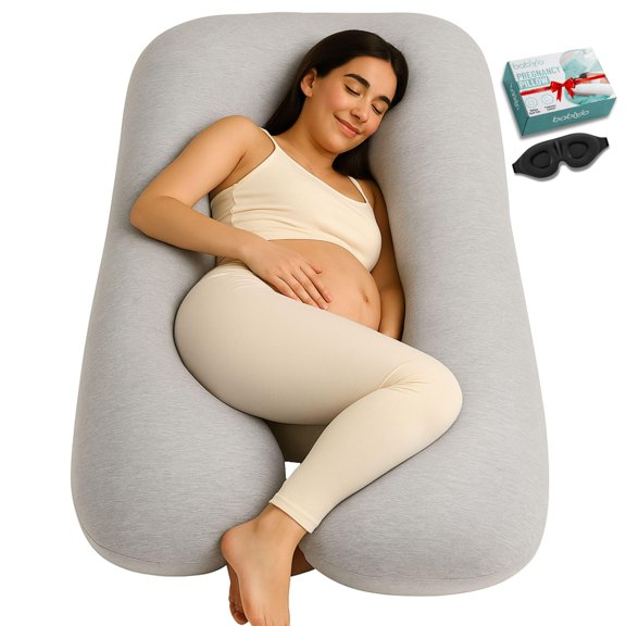 Almohada de Embarazo Babivio en Forma de U 140x71x18cm con Funda de Algodón