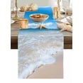 thumbnail image 5 of Summer Seaside Beach Clouds Ocean Table Runner 13x36in Non-Slip Cotton Linen Table Runners, Modern Style Dresser Scarves TableRunner for Dinner Kitchen Dining Wedding Party, 5 of 9