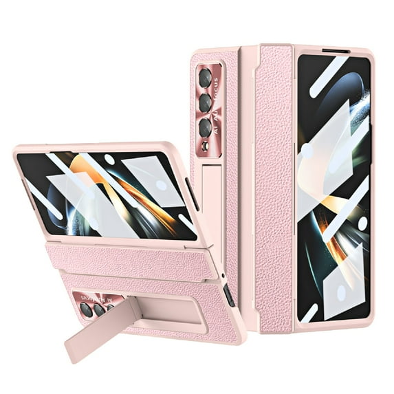 Nalacover Compatible for Samsung Galaxy Z Fold3 Rugged PC Shockproof Flat Folding Case, Galaxy Z Fold3 Case with Screen Protector Kickstand Hinge Protection Wireless Charging MagSafe Cover,Pink
