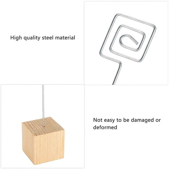 Set of 10 Solid Wood Photo Holders with Metal Clip for Notes, Messages, Cards, Photos, Crafts