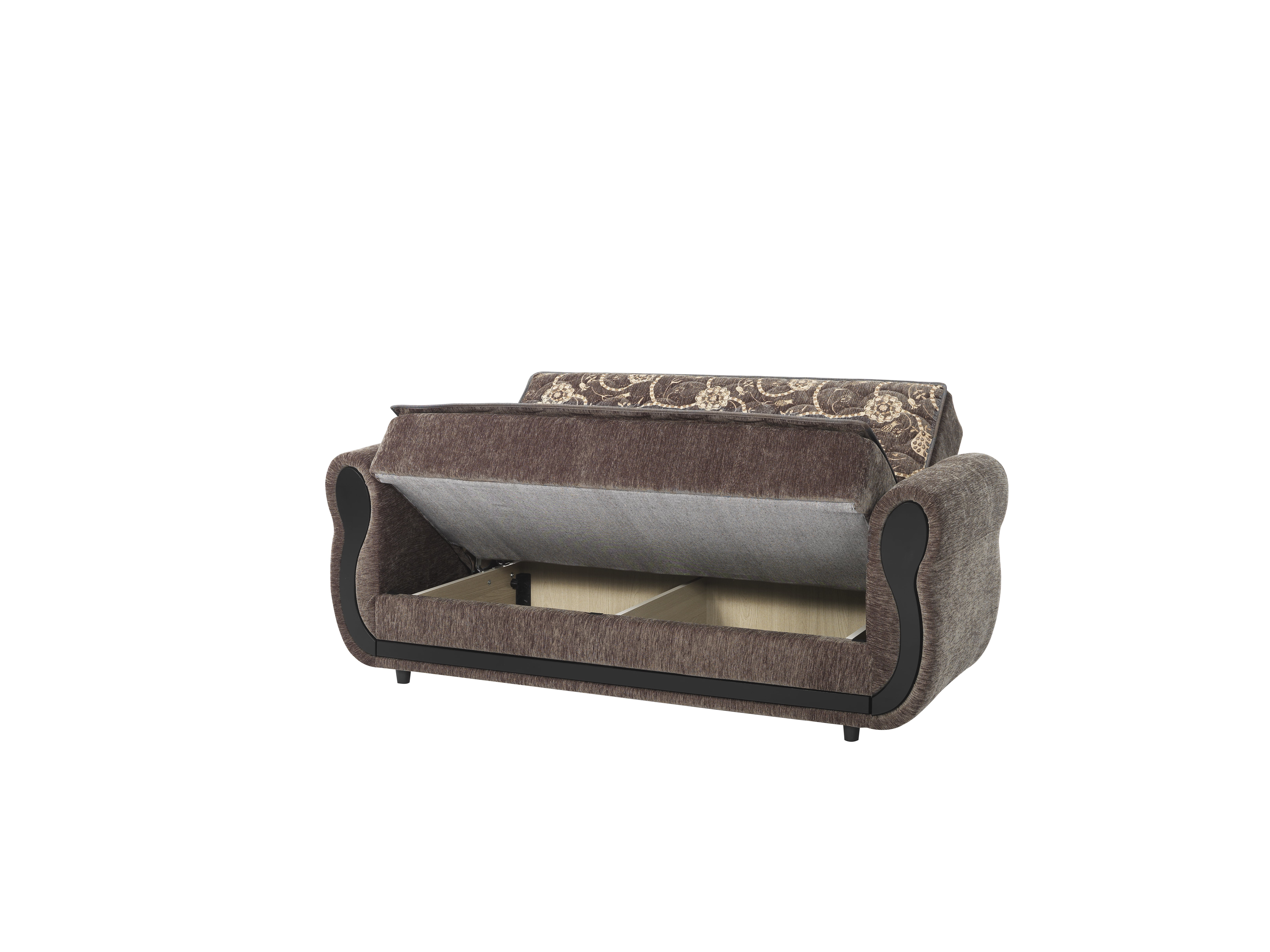 Ottomanson Convertible Sleeper Loveseat with Hidden Storage, Firm Seating, Gray