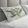 thumbnail image 2 of Ambesonne Eucalyptus Leaves Quilted Pillowcover, Branches Polygons, 30" x 20", Peacock Green Mustard, 2 of 2