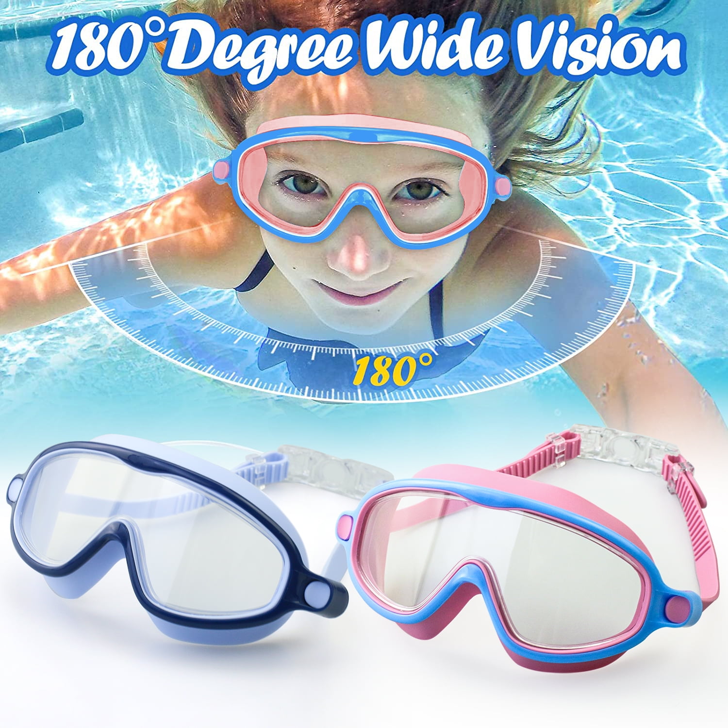 Swimming Goggles For kids,Anti-Fog Swim Goggles For Chirdren,No Leak Swimming Goggles For Kids Ages 5-12 