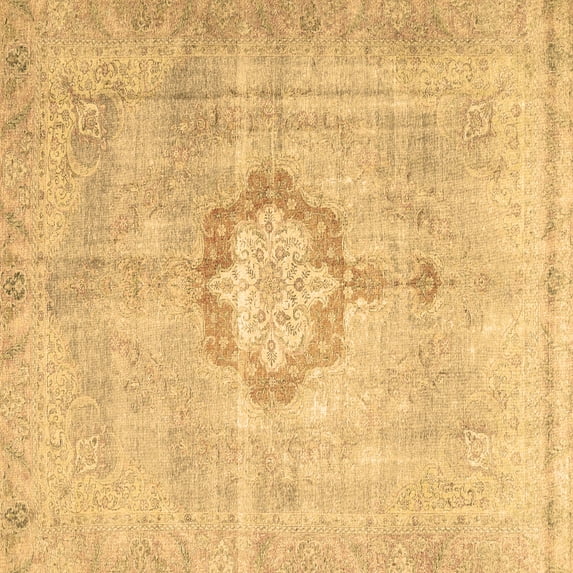 Ahgly Company Indoor Square Medallion Brown Traditional Area Rugs, 7' Square