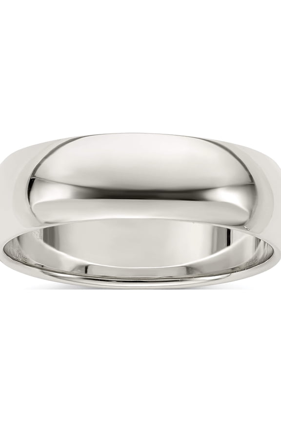 Designer Sterling Silver 7Mm Half-Round Band (Width=7.00) Made In United States -Jewelry By Sweet Pea Creations