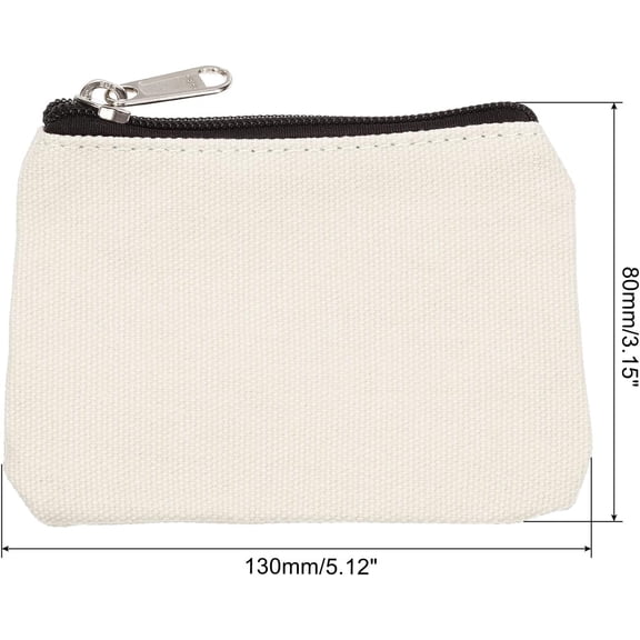 JINYUN-3" x 5" Coin Purse Pouch, Change Purses Small Organizer Bags with Zipper Canvas for Home, White