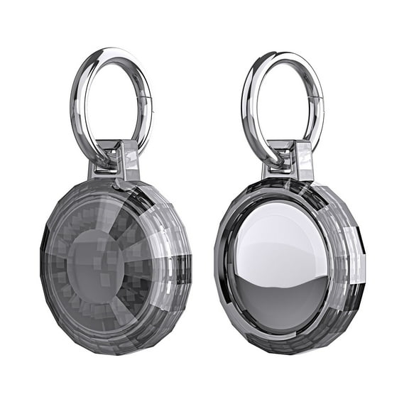 AMZER Case for AirTag Edge Corner Design Soft TPU Protective Anti-Scratch Lightweight Cover with Key Ring - Black