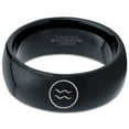 thumbnail image 2 of Tungsten Horoscope Aquarius Band Ring 8mm Men Women Comfort Fit Black Dome Polished, 2 of 4