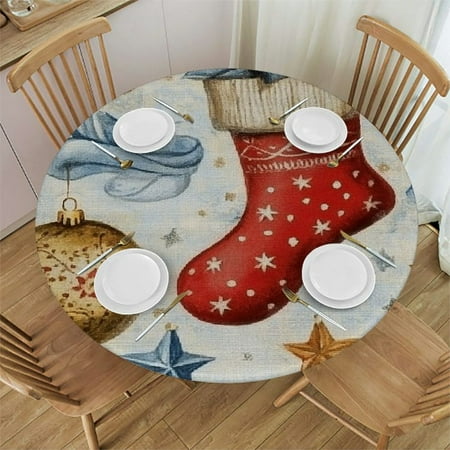 

Heduofu Round Fitted Tablecloth with Elastic Edged Round Table Cover Waterproof Table Cover for Kitchen Dining Festival Parties Decoration 46 -50