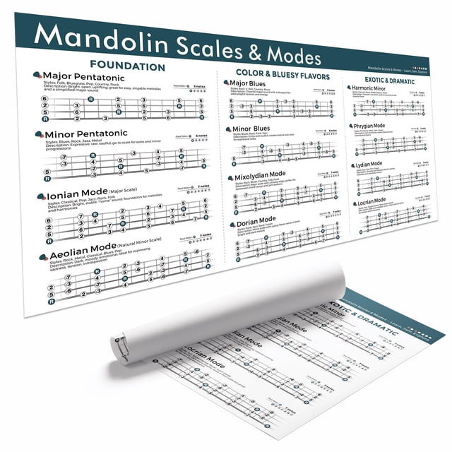 Póster TiMita Mandolin Scales & Modes, 46 x 91 cm, lienzo