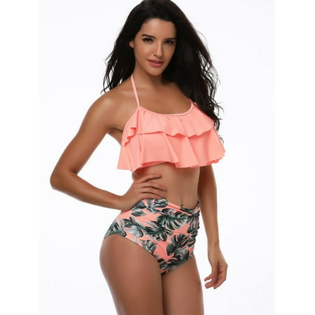 - Fashion High Waist 2 Piece Bikini Set Bandage Padded Swimsuit Ladies Swimwear S-XL