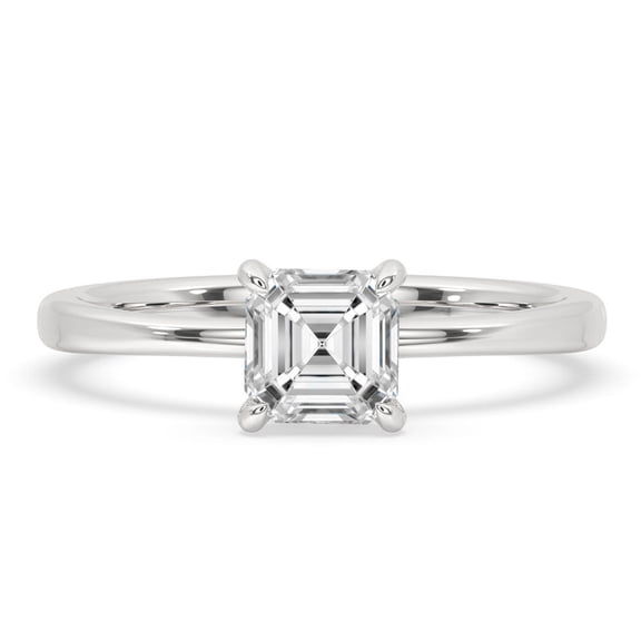 1.00 CT Asscher Cut Diamond Solitaire Engagement Ring Single Stone Wedding Anniversary Gift Simple Ring For Her 14k Silver Gold Promise Ring