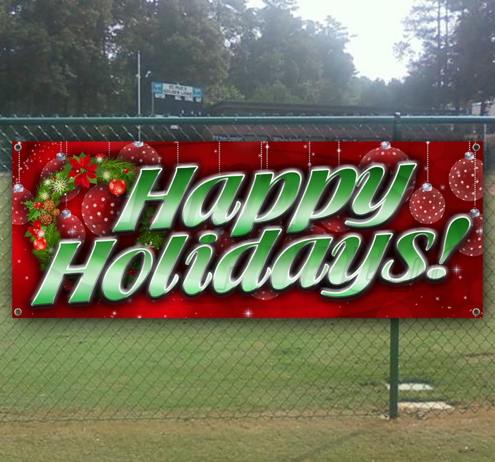 Heavy-Duty Vinyl Single-Sided with Metal Grommets Happy Holidays Banner 13 oz Non-Fabric