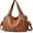Light Brown, variant on Vintage Chic Large Capacity PU Leather Shoulder Bag for Women - Stylish Slouchy Hobo Purse