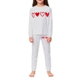thumbnail image 2 of CPNG Boys Girls Home Clothing Nightwear Set Heart Print Long Sleeve Crewneck T Shirt and Pants 2 Pcs Outfits Set(White,11-12 Years), 2 of 4