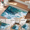 thumbnail image 6 of Teal Blue Washable Small Entryway Area Rugs 2'x3', Gradient Sea Wave Abstract Ocean Beach Scenery Low Pile Throw Rug Non-Slip Sturdy Edge Binding Carpet for Front Door Floor Room Entry, 6 of 9