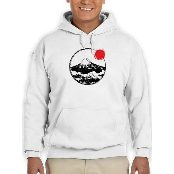 Smartprints Mens Graphic Hoodie White - Fuji Mountain Cotton Blend Classic Fit