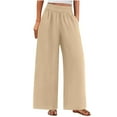 thumbnail image 3 of HVOBTTY Women's Wide Leg Trousers, Fall Pants for Women, Women's Casual Fashion Solid Color Elastic Waist Pocketed Everyday Wear Long Pants Beige,XXL, 3 of 5