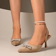 thumbnail image 3 of Women's Slingback Kitten Heels Closed Pointed Toe Wedding Party Dress Pumps Shoes Women's Elegant Pointed Toe Shoes with Bow Trendy Sandals, 3 of 9