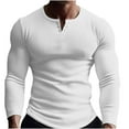 thumbnail image 2 of gbyLJF Men's Three-button Top Solid Color Slim Fit Long Sleeve Pullover Shirt Stretchy Lightweight Striped Sweatshirt, 2 of 6