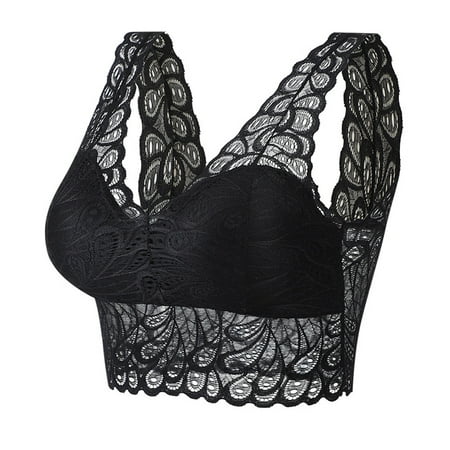 

Pejock Everyday Bras for Women Women s Ultimate Comfort Lift Wirefree Bra Solid Color Lace Lingerie Comfortable Bra Underwear No Rims Brass No Underwire Black Cup Size 40/90B