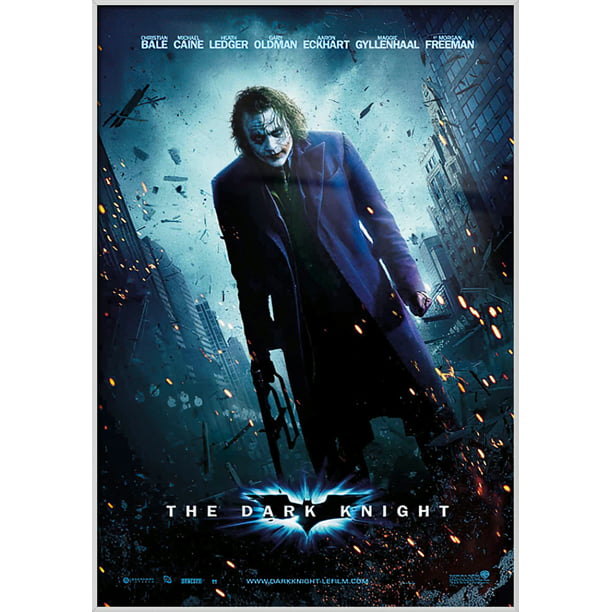 Batman: The Dark Knight - Framed Movie Poster (Regular Style - The Joker)  (Shiny White Aluminum Frame) 