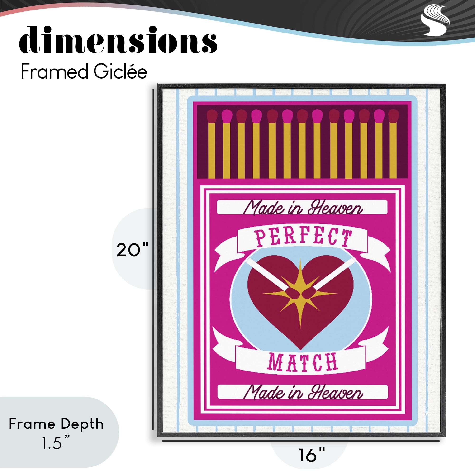 Stupell Industries Perfect Match Made In Heaven Black Framed Giclee Art, design by Lil' Rue