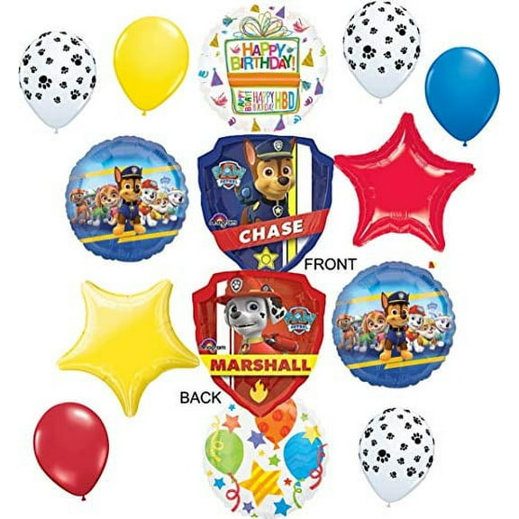 Paw Patrol Party Supplies Pups Chase Marshall Badge Birthday Balloon Bouquet Decorations