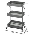 thumbnail image 4 of Simpli Furnished LLC-3 Tier Rolling Cart Space Saving Utility Cart Kitchen Bathroom Office Living Room, Grey, 4 of 5