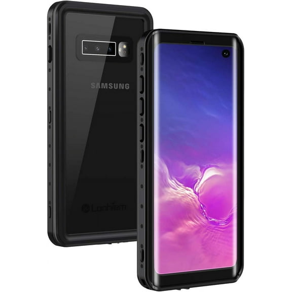 REQO Samsung Galaxy S10 Case, IP68 Waterproof Dustproof Case with Built-in Screen Protector, Rugged Full Body Shockproof Protective Cover for Galaxy S10 6.1 inch (Black/Clear)