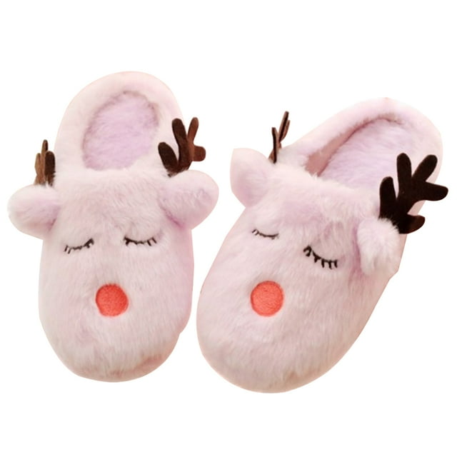 Pantoufles de Noël Cerf Antidérapantes Mode Mignonnes Pantoufles Animal Pantoufles Maison