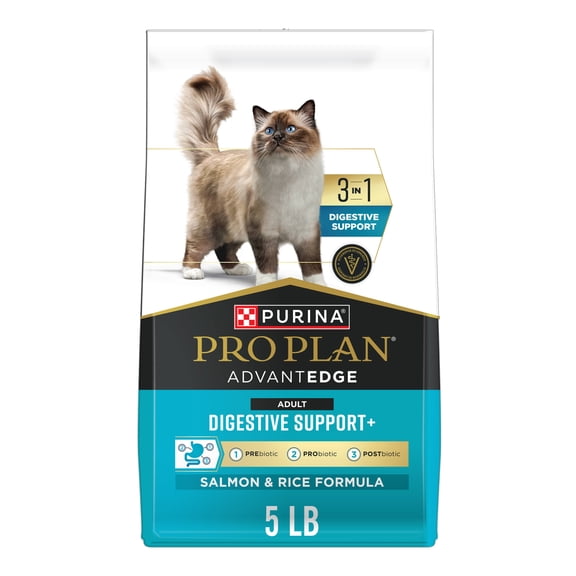 Purina Pro Plan AdvantEDGE Digestive Support Plus Adult Salmon and Rice Formula Dry Cat Food, 5 lb.