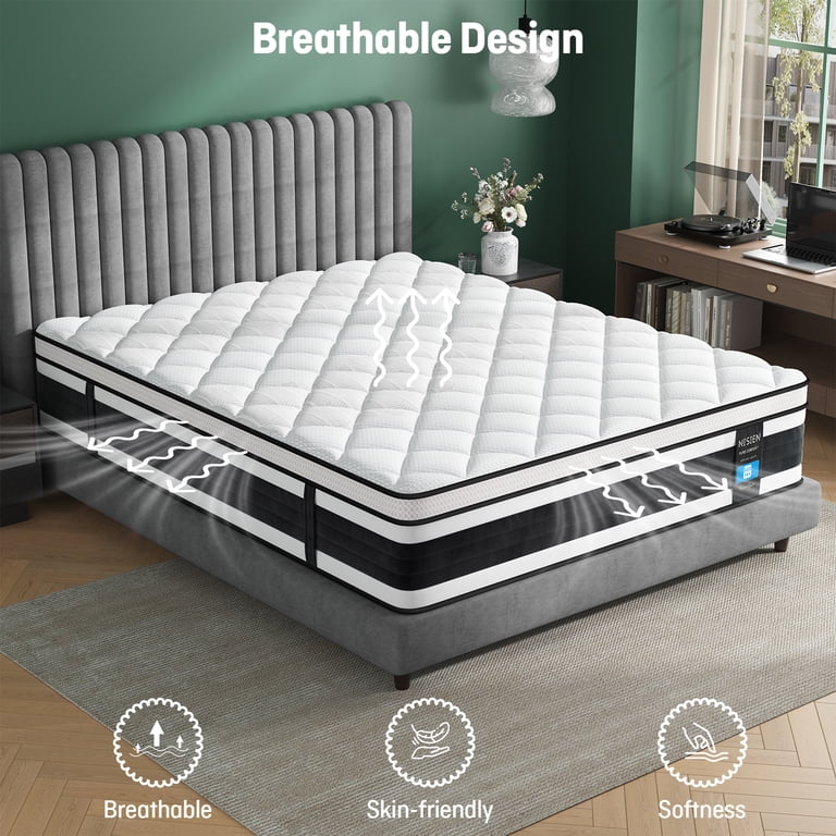 Nisien Queen Hybrid Mattress, 12-Inch Gel Memory Foam & Coils photo 7