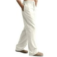 thumbnail image 4 of Honeeladyy Men's Casual Linen Pants Elastic Waist Drawstring Beach Summer Pants Lightweight Linen Trousers Mens Linen Pants, 4 of 9