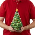 thumbnail image 6 of 15" Hand Painted Ceramic Christmas Tree, Green Pre-Lit Tree, 128 Multi-Color Lights, 2 Star Toppers, 6 of 7