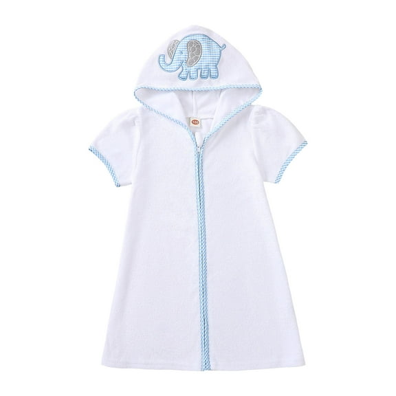 Gubotare Bathing Suit Cover Up Girls Swimwear Cover Up for Girls Swim Cover Ups Hooded Kids Zip-up Cover-ups (Blue,Size 3-4 Years)